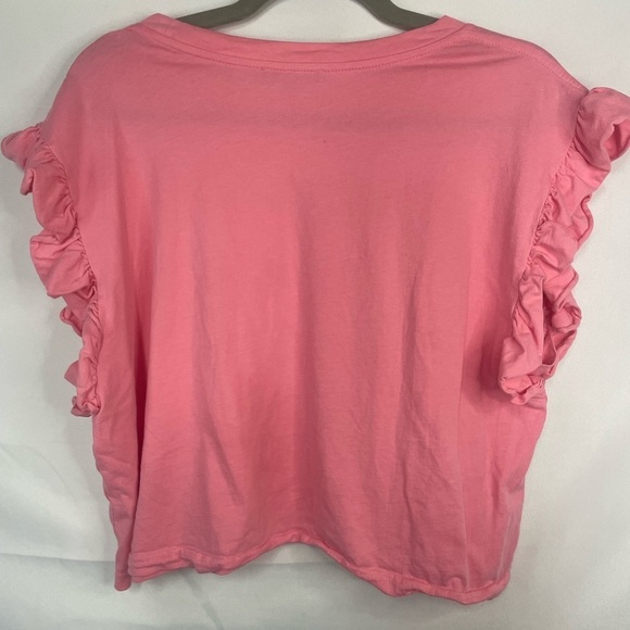 Zara pink ruffled sleeve tshirt. Very cute and girly. Womens size Large. - Picture 3 of 3